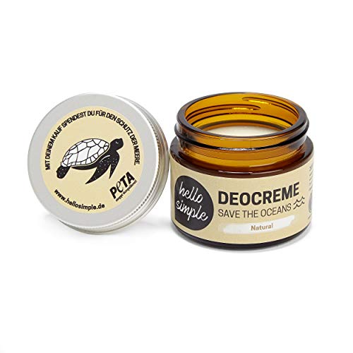 hello simple - Deocreme Deodorant Deo Creme (50 g) - SAVE THE OCEANS! - nachhaltige und zertifizierte Naturkosmetik - Deo Frauen Männer - ohne Aluminium, vegan, bio, plastikfrei(Natural) von hello simple