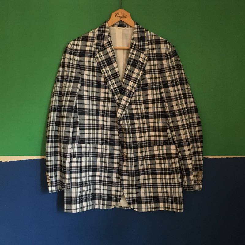 Vintage Madras Karierter Sportmantel, Handgewebte 60Er Jahre Mid Century Modern von hellovintagedesign