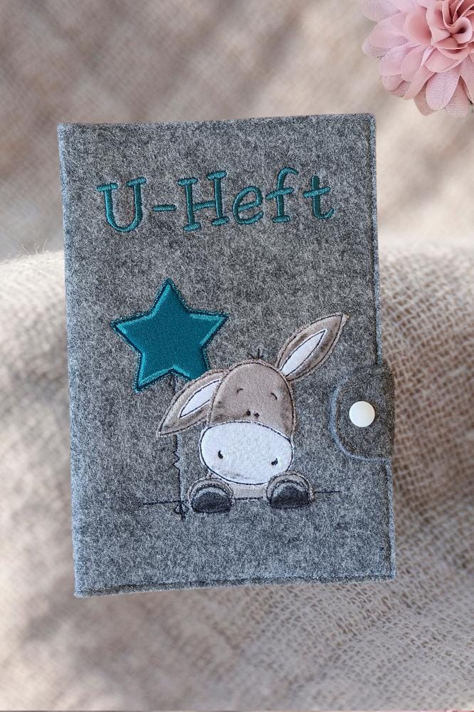 U-Heft-Hülle, Filz, Personalisiert, Bestickt, U-Pass-Hülle, Esel Mit Stern U-Heft-Hülle, Filz, Personalisiert, Bestickt, U-Pass-Hülle, Esel Mit Stern von heminaKreativ