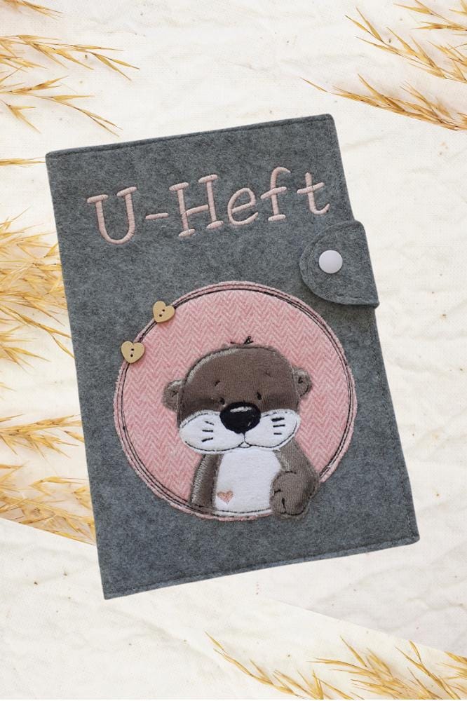 U-Heft-Hülle, Filz, Personalisiert, Bestickt, U-Pass-Hülle U-Heft-Hülle, Filz, Personalisiert, Bestickt, U-Pass-Hülle von heminaKreativ