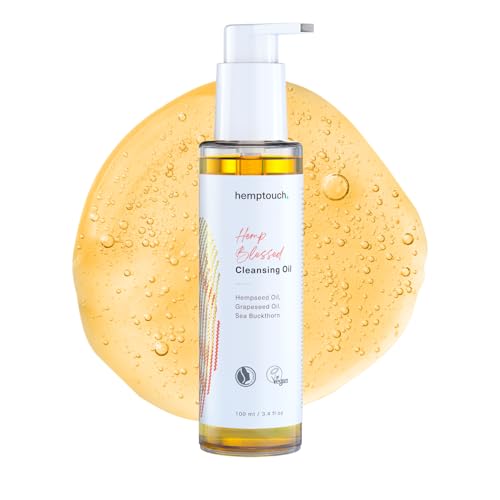 Hemptouch Cleansing Oil (100ml) mit Squalan, Hanf- & Traubenkernöl – Entfernt sanft aber gründlich Schmutz, Talg, Sonnenfilter und Make-up, ohne Reizungen oder Brennen im Augenbereich von hemptouch, premium cannabis essentials