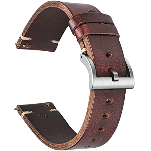 Hemsut Leder Uhrenarmbänder, Uhrenarmband für Männer Frauen, Horween Leder Schnellspanner handgemachte Uhrenarmbänder weicher Vintage Ersatz von 18mm 19mm 20mm 21mm 22mm 24mm von hemsut h