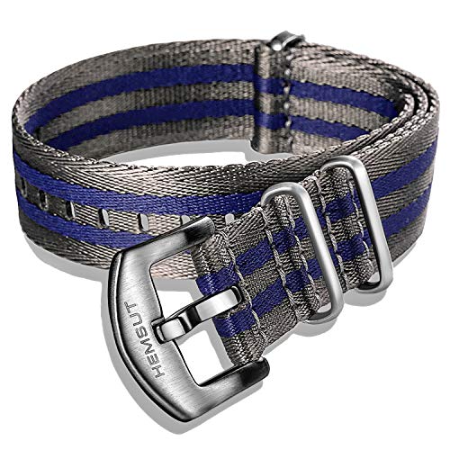 Hemsut NATO-Armband, Sicherheitsgurt-Uhrenarmband für Damen und Herren, 20mm High End Nylon-Armbänder mit gebürsteter Dornschließe von hemsut h