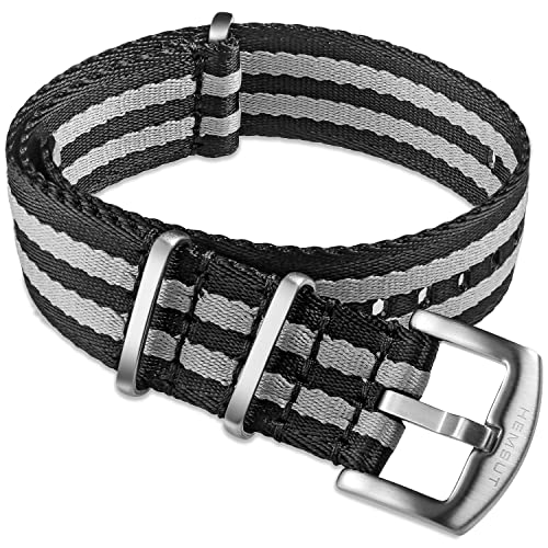 Hemsut NATO-Armband, Sicherheitsgurt-Uhrenarmband für Männer und Frauen, hochwertige, weiche Qualitäts-Nylon-Uhrenarmbänder mit gebürsteter Dornschließe von 18 mm, 20 mm, 22 mm und 24 mm von hemsut h