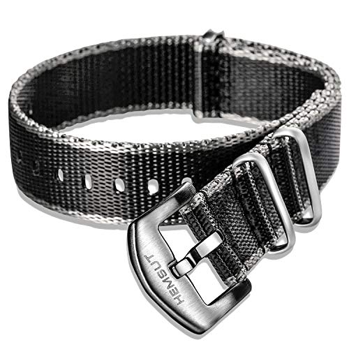 Hemsut NATO-Armband, Sicherheitsgurt-Uhrenarmband für Männer und Frauen, hochwertige, weiche Qualitäts-Nylon-Uhrenarmbänder mit gebürsteter Hochleistungsschließe von 18 mm, 20 mm, 22 mm und 24 mm von hemsut h