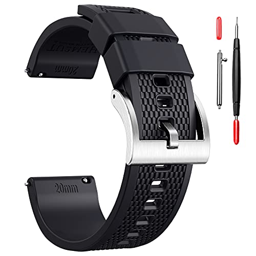Hemsut 18mm Silikon Uhrenarmbänder, Quick Release Hemsut Silicone Watch Band Kautschuk Uhrenarmband für Männer Frauen weichen Ersatz von hemsut h