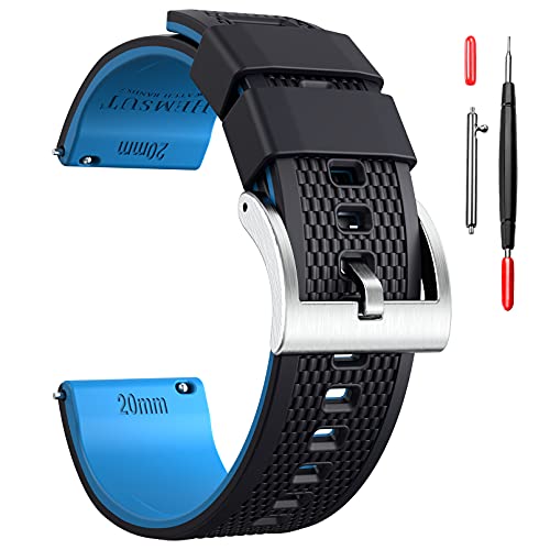 20mm Silikon Uhrenarmbänder, Silicone Watch Band Schnellverschluss Kautschuk Uhrenarmband für Männer Frauen weiches Ersatz von hemsut h
