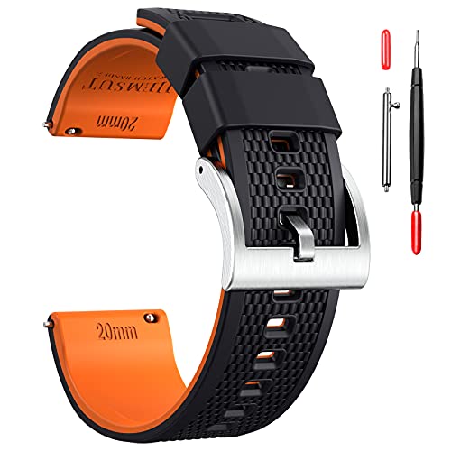 Hemsut 18mm Silikon Uhrenarmbänder, Quick Release Hemsut Silicone Watch Band Kautschuk Uhrenarmband für Männer Frauen weichen Ersatz von hemsut h