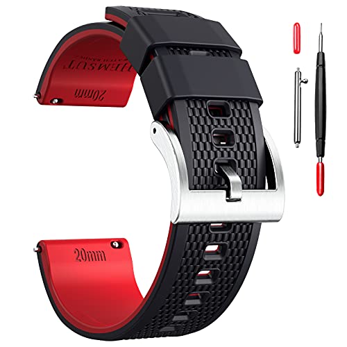 20mm Silikon Uhrenarmbänder, Silicone Watch Band Schnellverschluss Kautschuk Uhrenarmband für Männer Frauen weiches Ersatz von hemsut h
