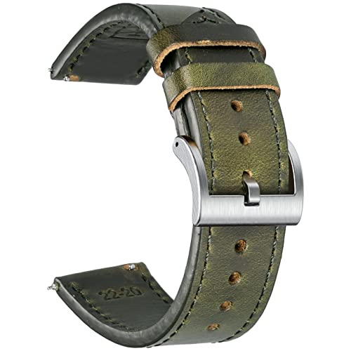 Leder Uhrenarmbänder für Männer, Horween Schnellspanner Leder Uhrenarmband Vintage Uhr Ersatz Wrap von 18mm, 20mm, 22mm von hemsut h