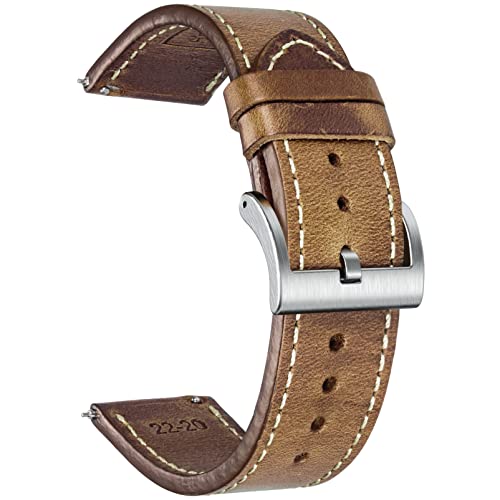 Leder Uhrenarmbänder für Männer, Horween Schnellspanner Leder Uhrenarmband Vintage Uhr Ersatz Wrap von 18mm, 20mm, 22mm von hemsut h