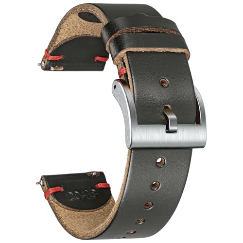 Leder Uhrenarmbänder für Männer, dünnes weiches Weich Horween Leder Uhrenarmband mit Schnellverschluss Vintage Watch Wrap von hemsut h
