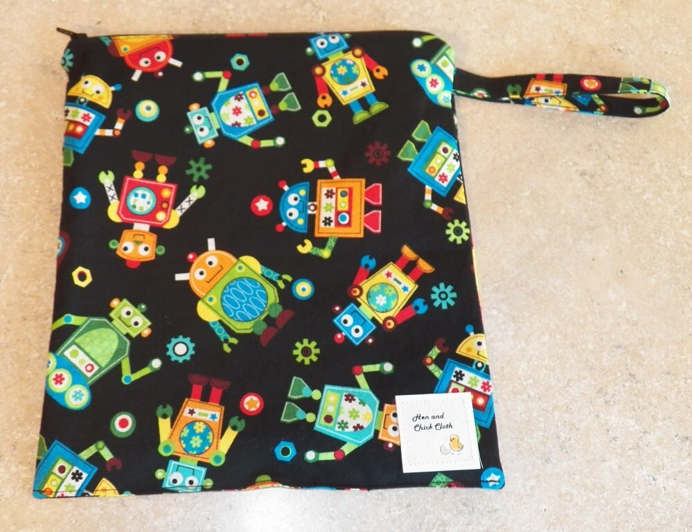 Mittlere Nasstasche - Roboter- 3002 Mittlere Nasstasche - Roboter- 3002 von henandchickcloth
