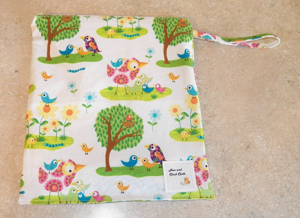 Mittlere Nasstasche - Vögel 3008 Mittlere Nasstasche - Vögel 3008 von henandchickcloth