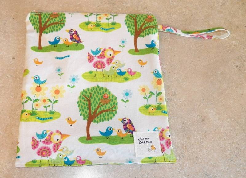 Mittlere Nasstasche - Vögel 3008 Mittlere Nasstasche - Vögel 3008 von henandchickcloth
