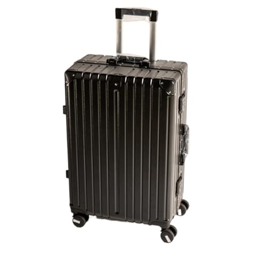 hengboyihg Trolley-Koffer Aluminiumrahmen-Koffer, Damen-Trolley, Boarding-Koffer, Licht-Sound-Lenkrad, Passwort, Zollschloss-Koffer Reisekoffer (Color : Black, Size : A) von hengboyihg