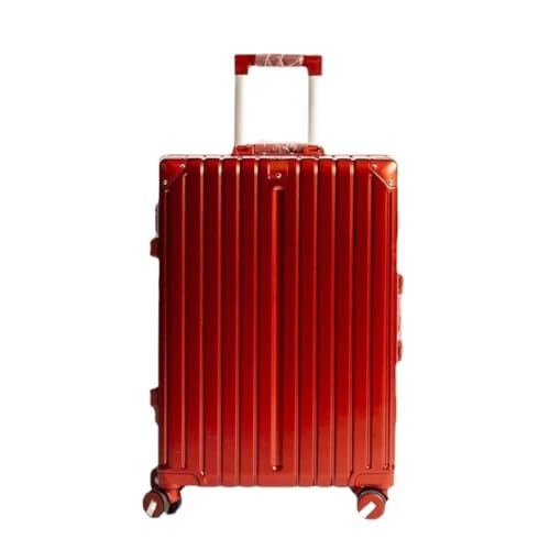 hengboyihg Trolley-Koffer Aluminiumrahmen-Koffer, Damen-Trolley, Boarding-Koffer, Licht-Sound-Lenkrad, Passwort, Zollschloss-Koffer Reisekoffer (Color : Red, Size : A) von hengboyihg