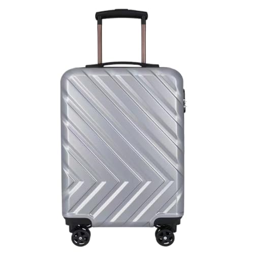 hengboyihg Trolley-Koffer Aluminiumrahmen-Koffer, Damen-Trolley, Boarding-Koffer, Licht-Sound-Lenkrad, Passwort, Zollschloss-Koffer Reisekoffer (Color : Silver, Size : 20) von hengboyihg