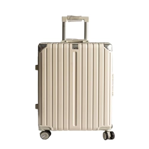 hengboyihg Trolley-Koffer Aluminiumrahmen-Koffer, Damen-Trolley, Boarding-Koffer, Licht-Sound-Lenkrad, Passwort, Zollschloss-Koffer Reisekoffer (Color : White, Size : A) von hengboyihg