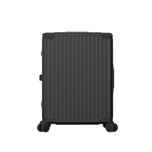 hengboyihg Trolley-Koffer Aluminiumrahmen-Koffer, leiser Universal-Rollenkoffer, Boarding-Koffer, Trolley-Koffer, Männer und Frauen Reisekoffer (Color : Black, Size : A) von hengboyihg