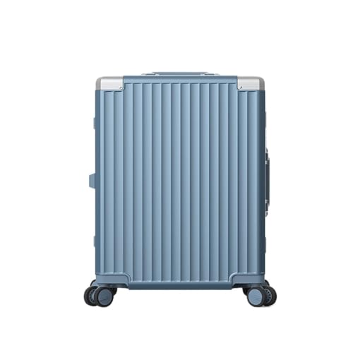 hengboyihg Trolley-Koffer Aluminiumrahmen-Koffer, leiser Universal-Rollenkoffer, Boarding-Koffer, Trolley-Koffer, Männer und Frauen Reisekoffer (Color : Blue, Size : A) von hengboyihg