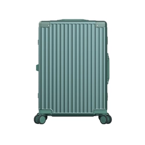 hengboyihg Trolley-Koffer Aluminiumrahmen-Koffer, leiser Universal-Rollenkoffer, Boarding-Koffer, Trolley-Koffer, Männer und Frauen Reisekoffer (Color : Green, Size : A) von hengboyihg