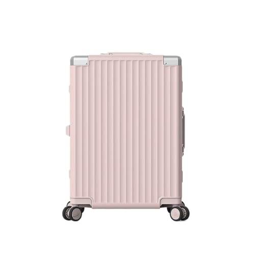 hengboyihg Trolley-Koffer Aluminiumrahmen-Koffer, leiser Universal-Rollenkoffer, Boarding-Koffer, Trolley-Koffer, Männer und Frauen Reisekoffer (Color : Pink, Size : A) von hengboyihg