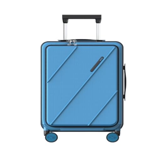 hengboyihg Trolley-Koffer Herren- Und Damenkoffer, Zugstangenverlängerung, Verschleißfester Einfarbiger Koffer, Einfacher Reisekoffer Reisekoffer (Color : Blue, Size : A) von hengboyihg