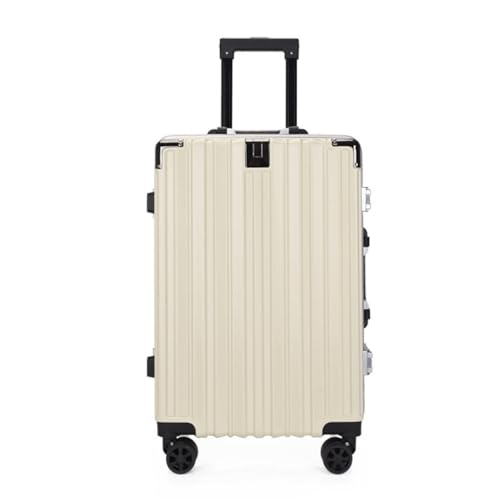 hengboyihg Trolley-Koffer Herren- Und Damenkoffer Mit Aluminiumrahmen, Geräuschloser Universal-Rad-Trolley-Koffer, Boarding-Koffer for Erwachsene Reisekoffer (Color : White, Size : A) von hengboyihg