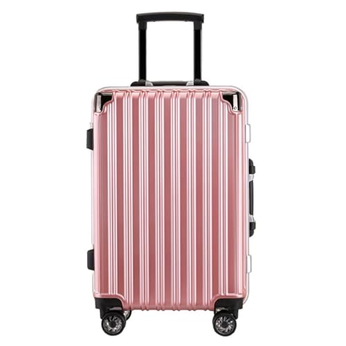 hengboyihg Trolley-Koffer Herren- Und Damenkoffer Mit Aluminiumrahmen, Verschleißfeste Einfarbige Koffer, Einfache Reisetaschen Reisekoffer (Color : Pink, Size : A) von hengboyihg