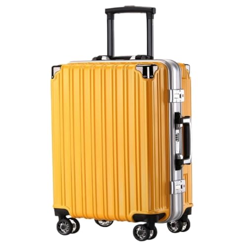 hengboyihg Trolley-Koffer Herren- Und Damenkoffer Mit Aluminiumrahmen, Verschleißfeste Einfarbige Koffer, Einfache Reisetaschen Reisekoffer (Color : Yellow, Size : A) von hengboyihg