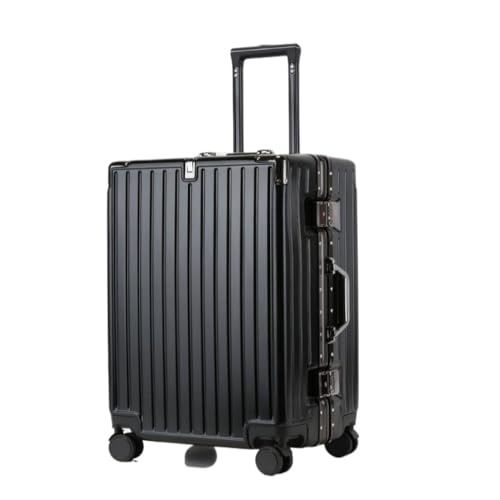 hengboyihg Trolley-Koffer Herren- und Damen-Aluminiumrahmen-Koffer, Trolley-Koffer, Boarding-Koffer, geräuschlos, Universal-Rad, Passwort-Box Reisekoffer (Color : Black, Size : 22) von hengboyihg