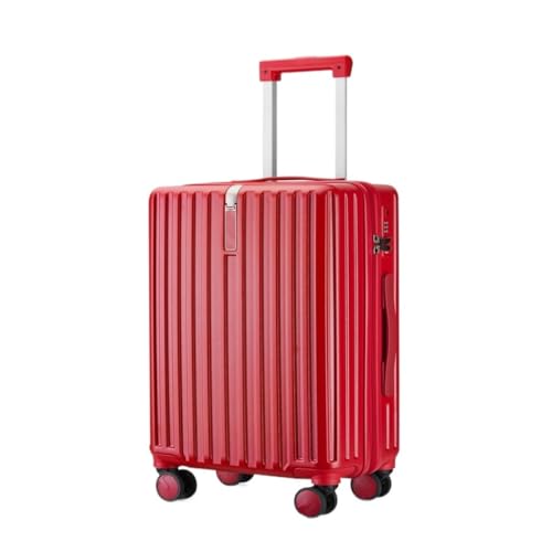 hengboyihg Trolley-Koffer Herren- und Damen-Aluminiumrahmen-Koffer, Trolley-Koffer, Boarding-Koffer, geräuschlos, Universal-Rad, Passwort-Box Reisekoffer (Color : Red, Size : 24) von hengboyihg