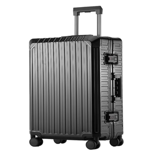 hengboyihg Trolley-Koffer Trolley-Koffer aus Aluminium-Magnesium-Legierung, drehbarer Reisekoffer, Passwort-Koffer for Männer und Frauen Reisekoffer (Color : Black, Size : A) von hengboyihg