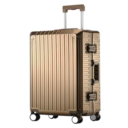 hengboyihg Trolley-Koffer Trolley-Koffer aus Aluminium-Magnesium-Legierung, drehbarer Reisekoffer, Passwort-Koffer for Männer und Frauen Reisekoffer (Color : Gold, Size : A) von hengboyihg