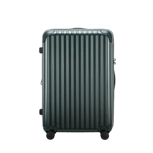 hengboyihg Trolley-Koffer Ultraleichter Koffer Aus Polycarbonat-Aluminiumfaser, Geräuschlos, Universal-Rollen-Trolley for Männer Und Frauen Reisekoffer (Color : Green, Size : A) von hengboyihg