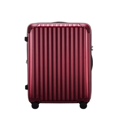 hengboyihg Trolley-Koffer Ultraleichter Koffer Aus Polycarbonat-Aluminiumfaser, Geräuschlos, Universal-Rollen-Trolley for Männer Und Frauen Reisekoffer (Color : Red, Size : A) von hengboyihg