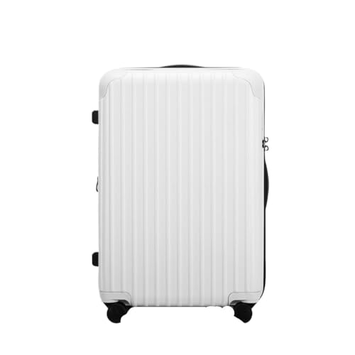 hengboyihg Trolley-Koffer Ultraleichter Koffer Aus Polycarbonat-Aluminiumfaser, Geräuschlos, Universal-Rollen-Trolley for Männer Und Frauen Reisekoffer (Color : White, Size : A) von hengboyihg