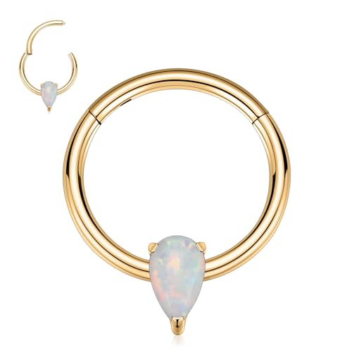 16 Gauge Opal Septum Nasenring Gold Chirurgenstahl Septumschmuck 8 mm Daith Ohrring Helix Knorpel Conch Rook Tragus Piercing für Frauen von hengkaixuan