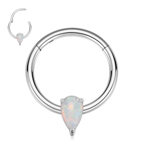 16 Gauge Opal Septum Nasenring Silber Chirurgenstahl Septumschmuck 8 mm Daith Ohrring Helix Knorpel Conch Rook Tragus Septum Piercing für Frauen von hengkaixuan