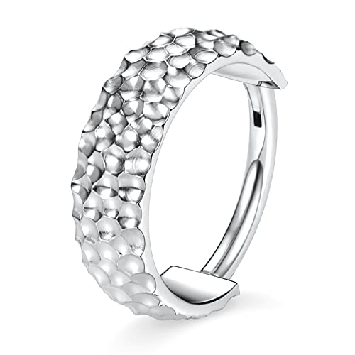 16G Conch Creolen Silber Nasenring Creolen Huggie Ohrringe Chirurgenstahl Kleine Creolen Hinged Segment Clicker Ring Conch Piercing Knorpelohrring Lobe Ohrring Schmuck mit gehämmertem Design 8mm von hengkaixuan