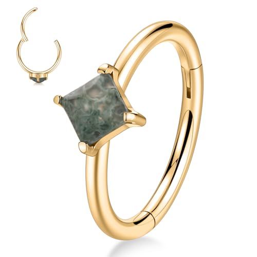 16G Conch Schmuck Helix Knorpel Ohrring Gold Nasen Hoop Ring 8 mm Septum Daith Rook Tragus Ohrring mit Türkis Chirurgischer Stahl Nasenpiercing für Frauen von hengkaixuan