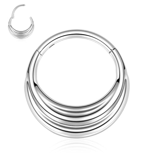 16G Daith Ohrring Septum Nose Hoop Ring Septum Piercing Septum Schmuck Septum Clicker Ring 316L Edelstahl Tragus Rook Knorpel Hoop Ohrring Silber Helix Conch Piercing Schmuck 8mm für Frauen von hengkaixuan
