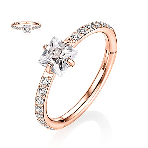 16G Helix Ohrringe Septum Clicker Knorpel Daith Ring Chirurgenstahl Conch Hoop Ring 10 mm mit quadratischen CZ Tragus Rook Ohrringe Septum Schmuck Roségold Nasenringe Kleine Creolen für Damen Herren 16G Helix Ohrringe Septum Clicker Knorpel Daith Ring Chirurgenstahl Conch Hoop Ring 10 mm mit quadratischen CZ Tragus Rook Ohrringe Septum Schmuck Roségold Nasenringe Kleine Creolen für Damen Herren von hengkaixuan