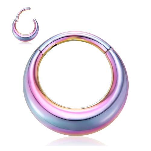 16G Nose Hoop Ring Rainbow Septum Piercing Septum Schmuck Septum Clicker Ring 316L Edelstahl Daith Ohrring Tragus Rook Knorpel Hoop Ohrring Helix Conch Piercing Schmuck 10mm für Frauen von hengkaixuan