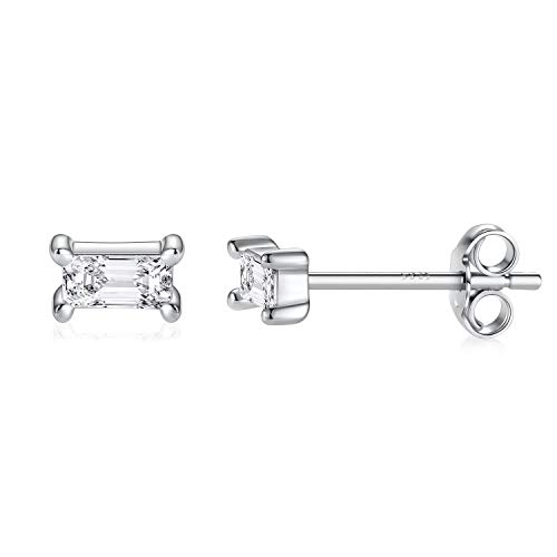 Bar Ohrstecker Sterling Silber Minimalist Square Silber Ohrring Hypoallergen Keine Nickel Ohrringe für Frauen von hengkaixuan