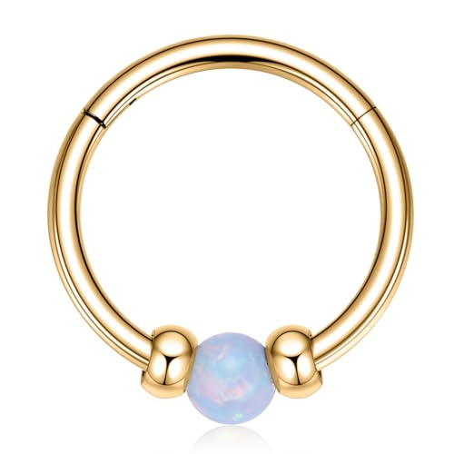 Blauer Opal Nasenring 8 mm Helix Knorpel Creolen Ohrring 18G Daith Rook Tragus Schmuck Gold Chirurgenstahl Septum Piercing Schmuck für Frauen von hengkaixuan