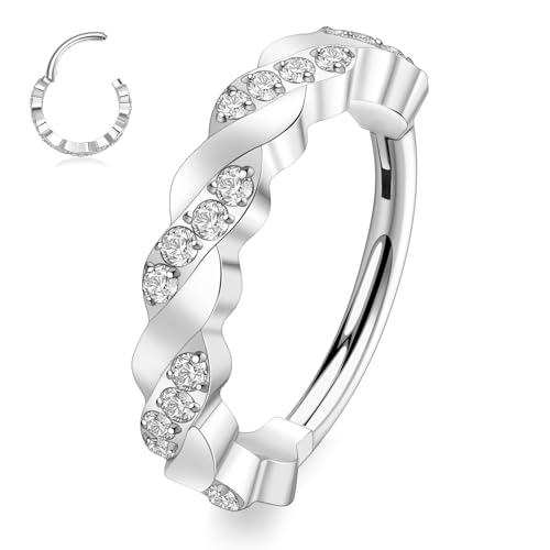 Conch Creolen Ohrring 16G Nasen Creolen Ring Chirurgischer Stahl Septum Schmuck Silber Knorpel Helix Piercing 8 mm Tragus Rook Daith Lobe Lippen Nasen Piercing für Frauen von hengkaixuan