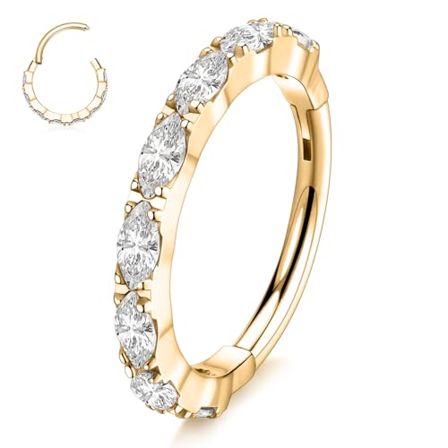 Conch Creolen Ohrring 16G Nasenring aus chirurgischem Stahl Septum Schmuck Gold Knorpel Helix Piercing 8 mm Tragus Rook Daith Lobe Lippen Nasen Piercing für Frauen von hengkaixuan