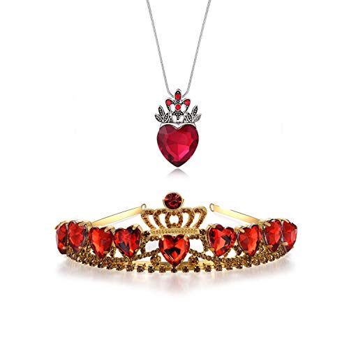 Evie Red Heart Tiara and Necklace Descendants Red Heart Crown Jewelry Set Theme Tiara Halloween Princess Christmas Costume Teen Gift for Girls von hengkaixuan